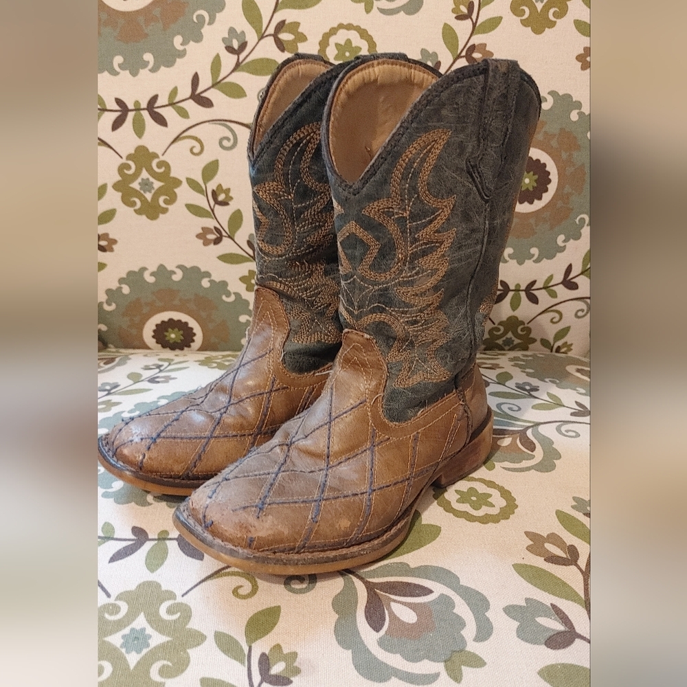 Roper Kids Boots in Brown and Blue